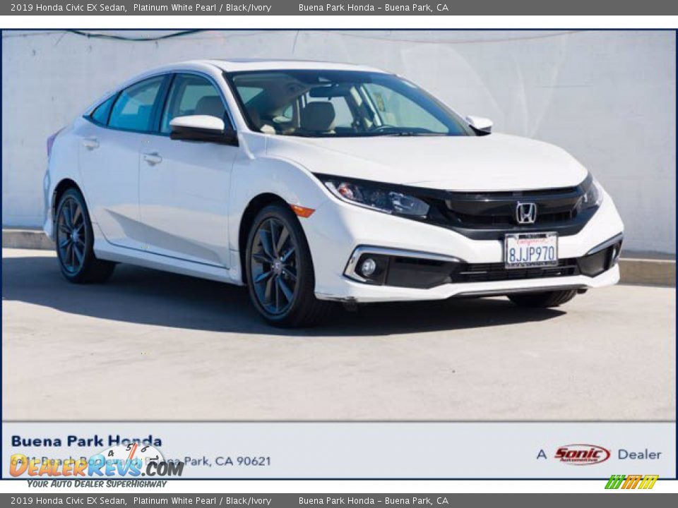 2019 Honda Civic EX Sedan Platinum White Pearl / Black/Ivory Photo #1