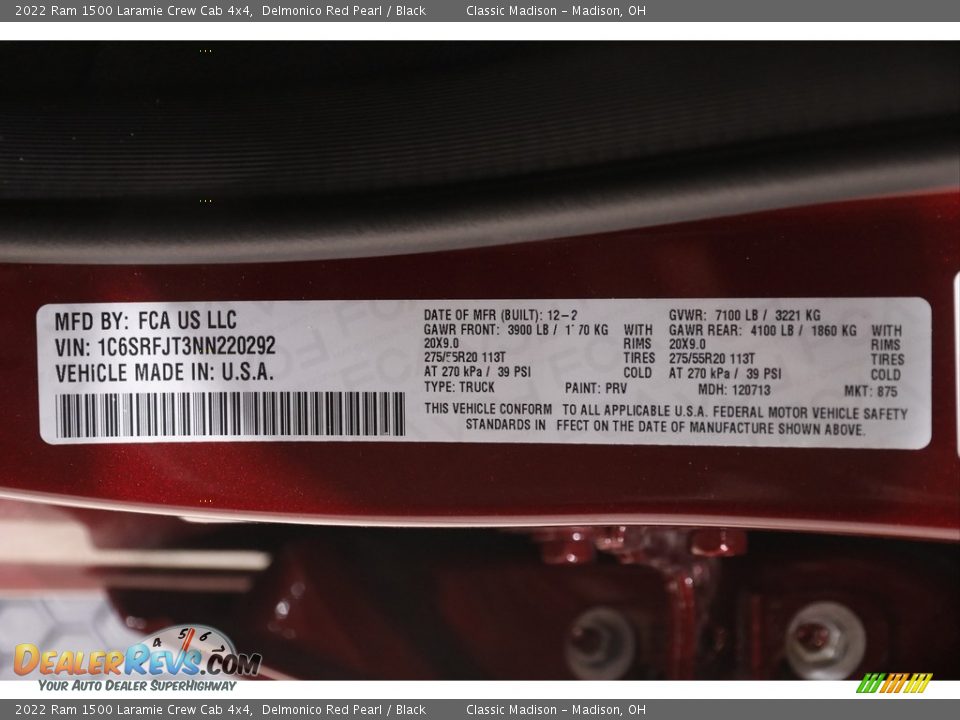 2022 Ram 1500 Laramie Crew Cab 4x4 Delmonico Red Pearl / Black Photo #26