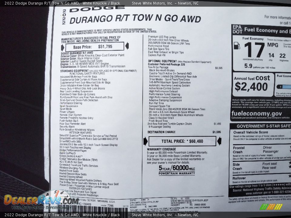 2022 Dodge Durango R/T Tow N Go AWD White Knuckle / Black Photo #31