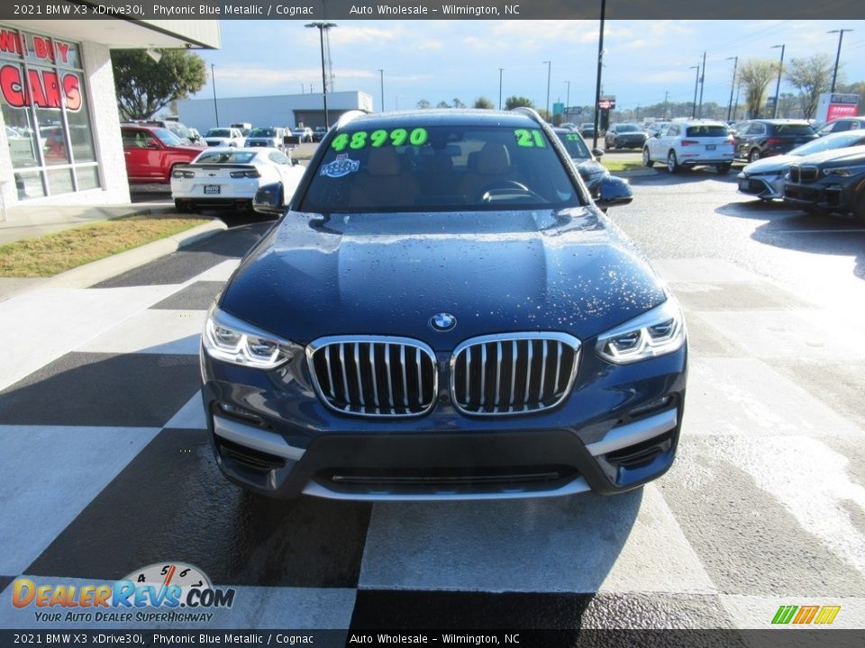 2021 BMW X3 xDrive30i Phytonic Blue Metallic / Cognac Photo #2