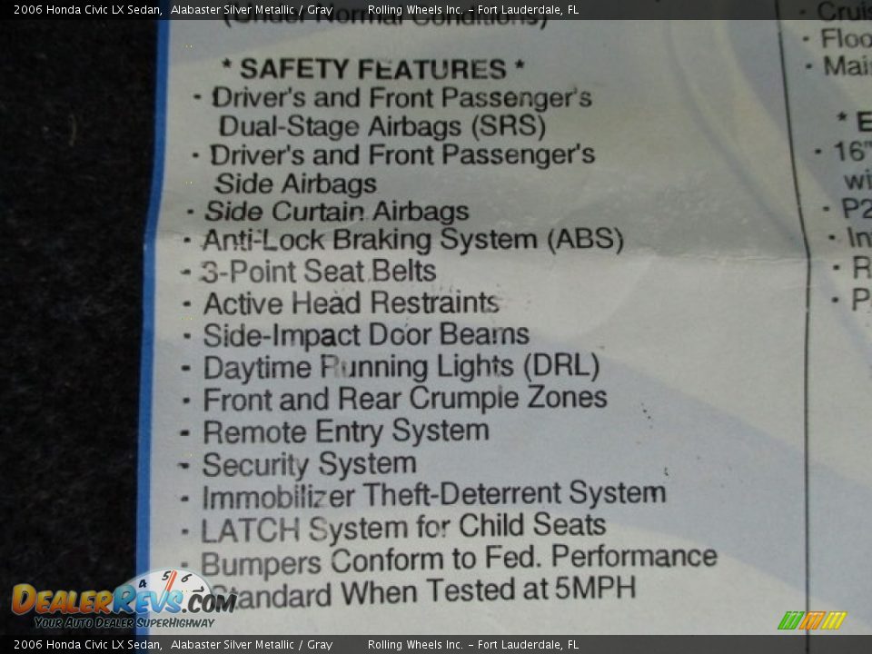 2006 Honda Civic LX Sedan Alabaster Silver Metallic / Gray Photo #25