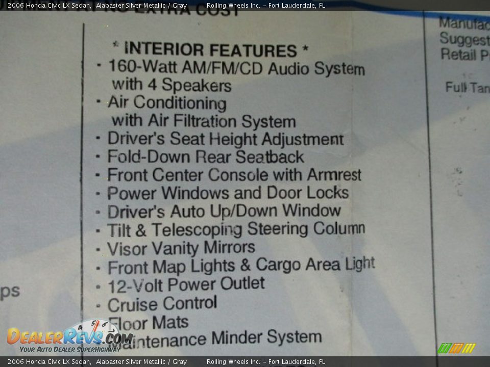 2006 Honda Civic LX Sedan Alabaster Silver Metallic / Gray Photo #26