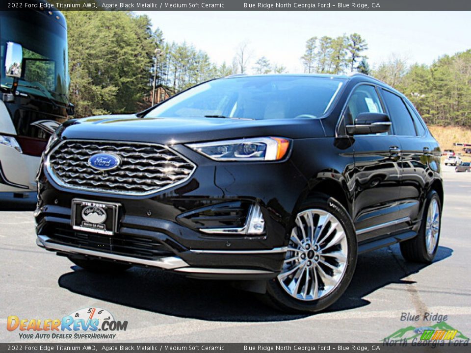 2022 Ford Edge Titanium AWD Agate Black Metallic / Medium Soft Ceramic Photo #1