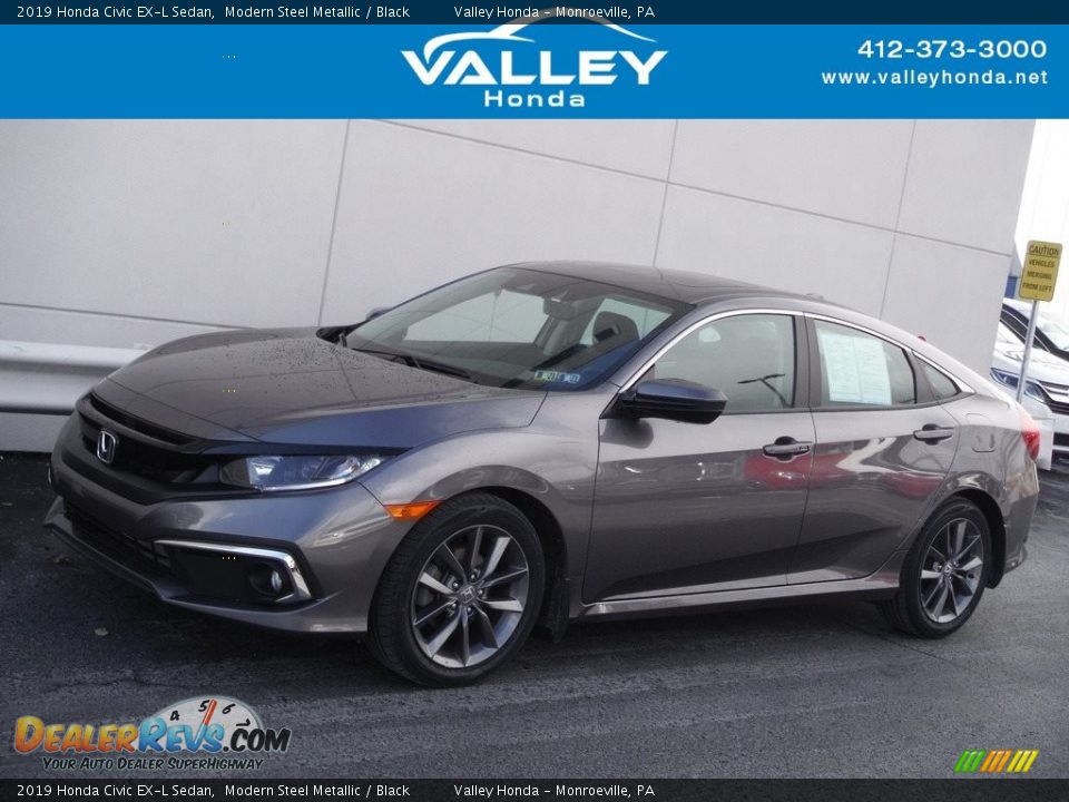 2019 Honda Civic EX-L Sedan Modern Steel Metallic / Black Photo #1