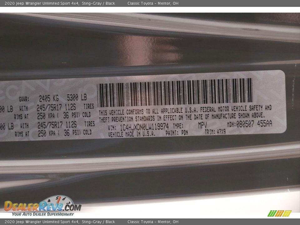 2020 Jeep Wrangler Unlimited Sport 4x4 Sting-Gray / Black Photo #20