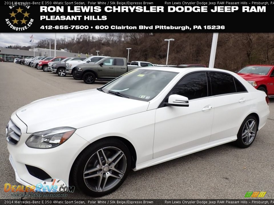 2014 Mercedes-Benz E 350 4Matic Sport Sedan Polar White / Silk Beige/Espresso Brown Photo #1