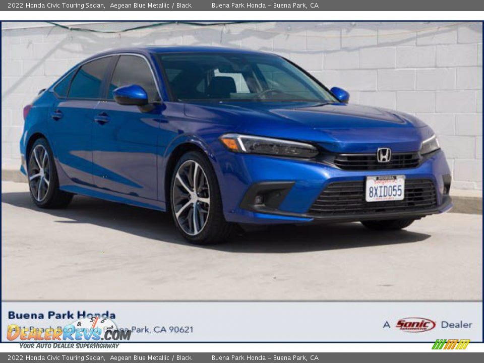 2022 Honda Civic Touring Sedan Aegean Blue Metallic / Black Photo #1