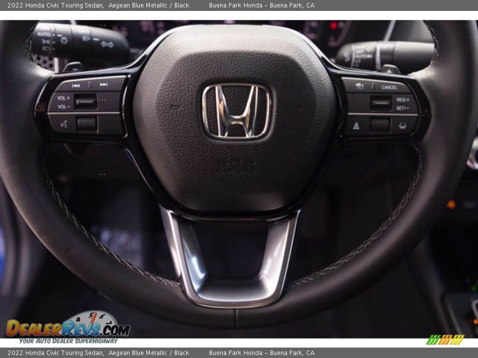 2022 Honda Civic Touring Sedan Aegean Blue Metallic / Black Photo #13