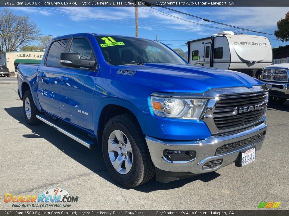 2021 Ram 1500 Big Horn Crew Cab 4x4 Hydro Blue Pearl / Diesel Gray/Black Photo #1