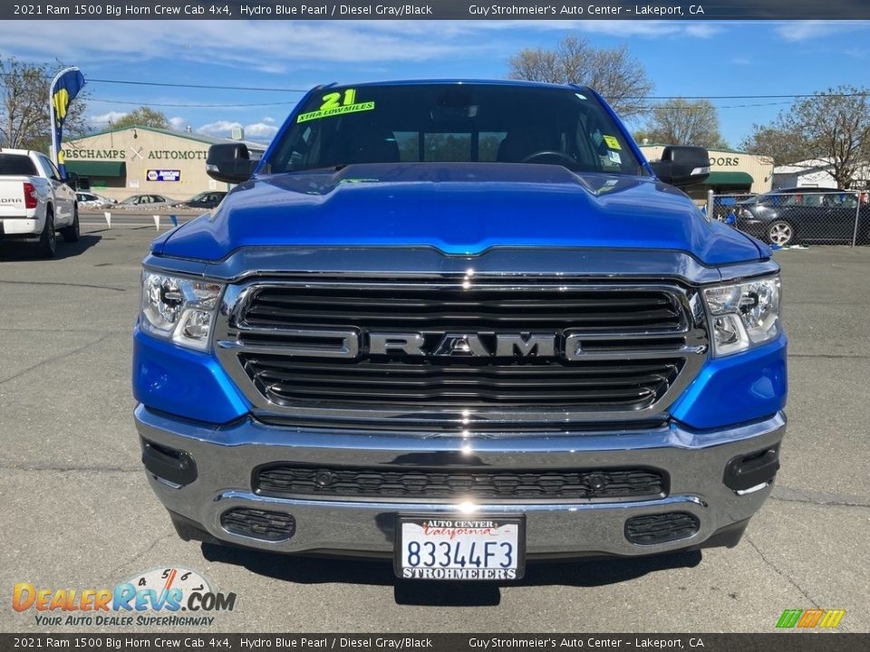 2021 Ram 1500 Big Horn Crew Cab 4x4 Hydro Blue Pearl / Diesel Gray/Black Photo #2