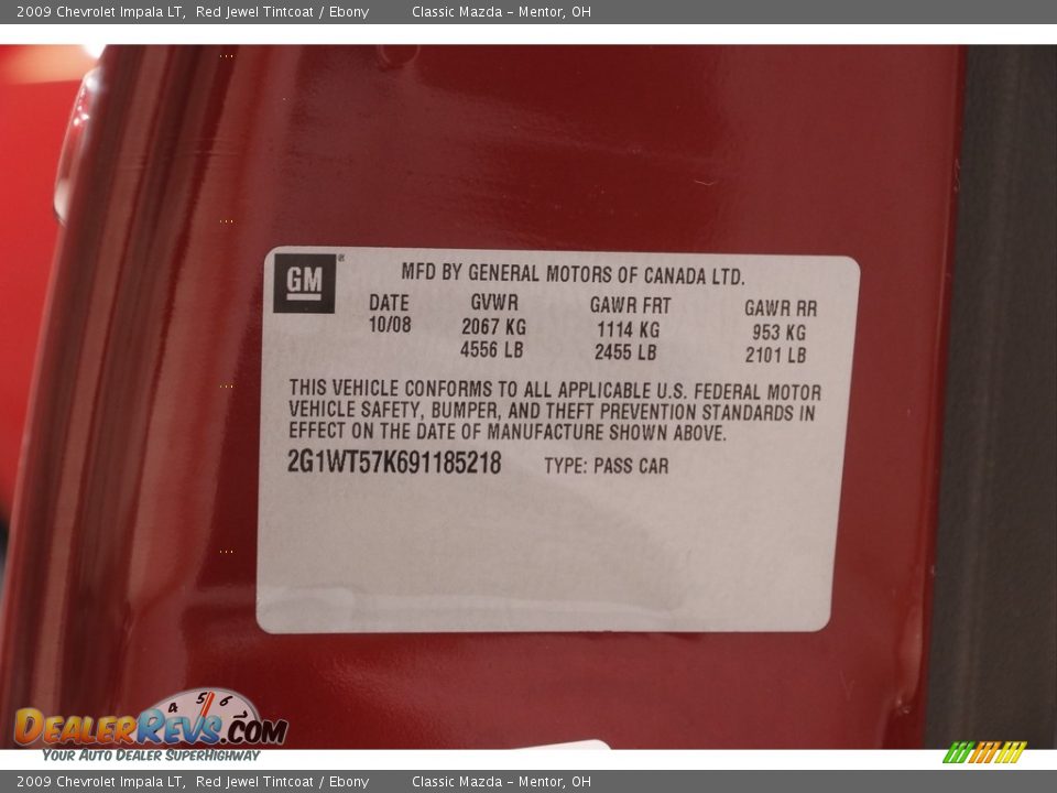 2009 Chevrolet Impala LT Red Jewel Tintcoat / Ebony Photo #16