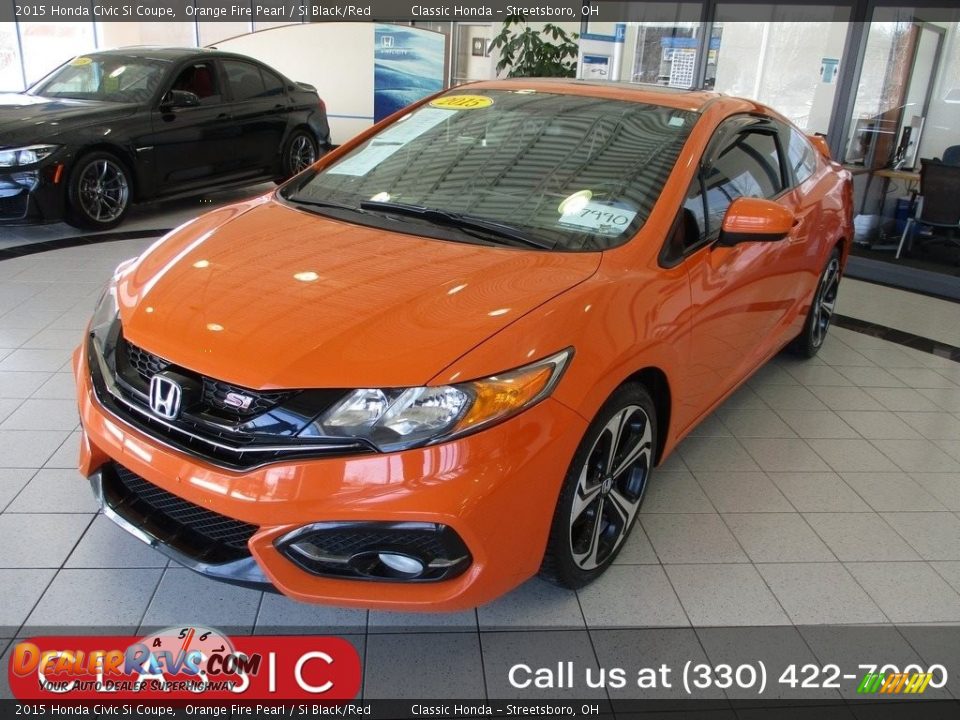 2015 Honda Civic Si Coupe Orange Fire Pearl / Si Black/Red Photo #1