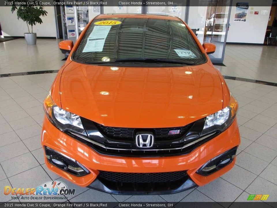 2015 Honda Civic Si Coupe Orange Fire Pearl / Si Black/Red Photo #2