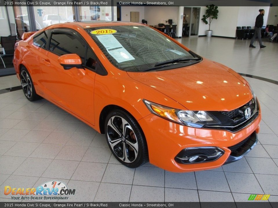 2015 Honda Civic Si Coupe Orange Fire Pearl / Si Black/Red Photo #3