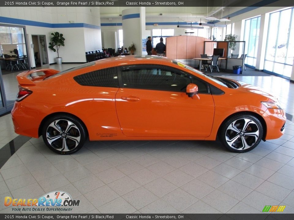 2015 Honda Civic Si Coupe Orange Fire Pearl / Si Black/Red Photo #4
