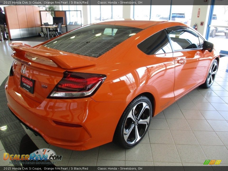 2015 Honda Civic Si Coupe Orange Fire Pearl / Si Black/Red Photo #7