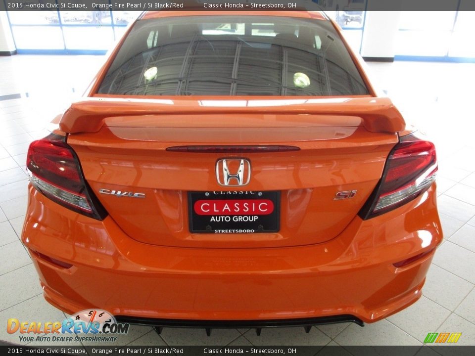 2015 Honda Civic Si Coupe Orange Fire Pearl / Si Black/Red Photo #8