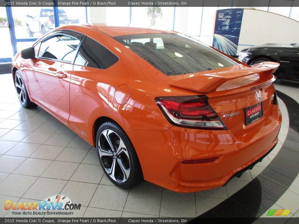 2015 Honda Civic Si Coupe Orange Fire Pearl / Si Black/Red Photo #9