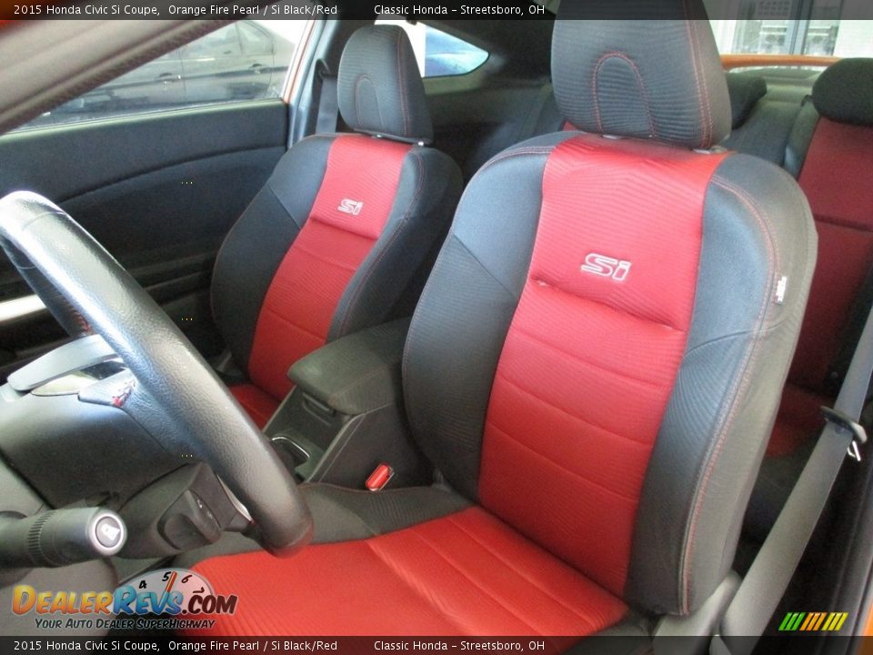 2015 Honda Civic Si Coupe Orange Fire Pearl / Si Black/Red Photo #23