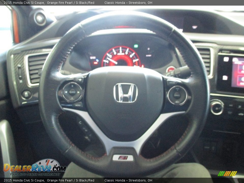 2015 Honda Civic Si Coupe Orange Fire Pearl / Si Black/Red Photo #27