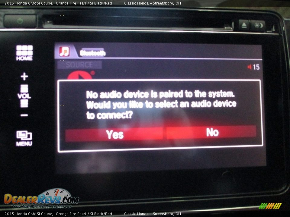 2015 Honda Civic Si Coupe Orange Fire Pearl / Si Black/Red Photo #33