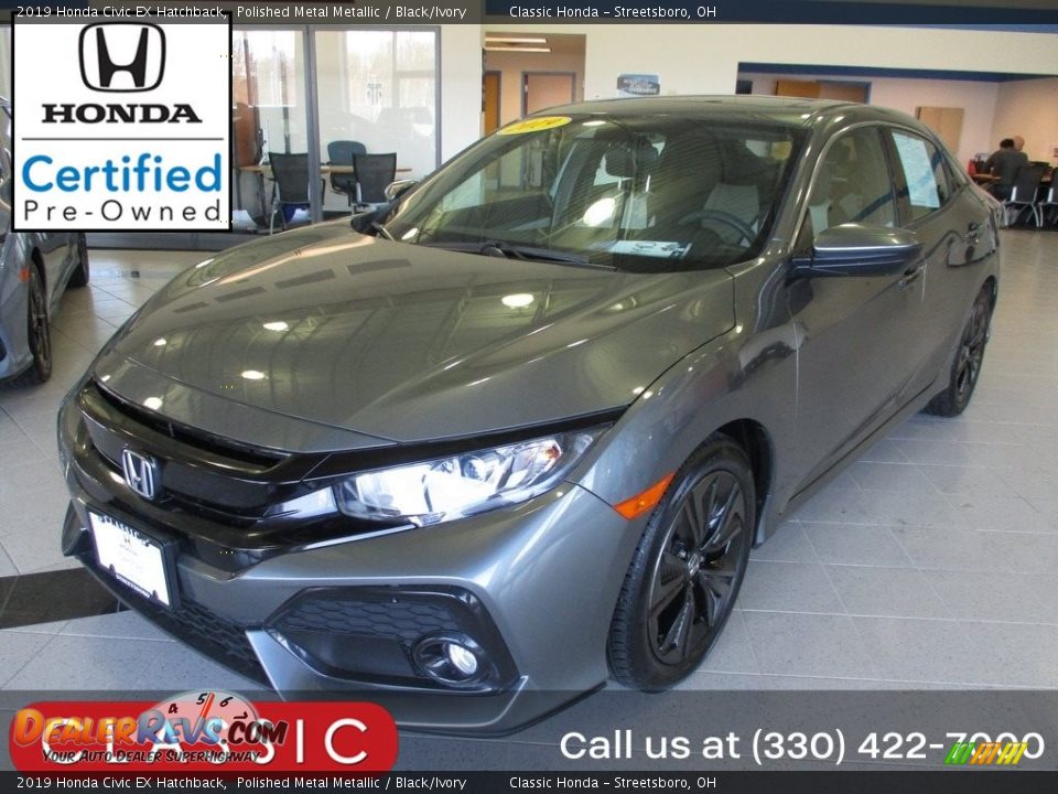2019 Honda Civic EX Hatchback Polished Metal Metallic / Black/Ivory Photo #1