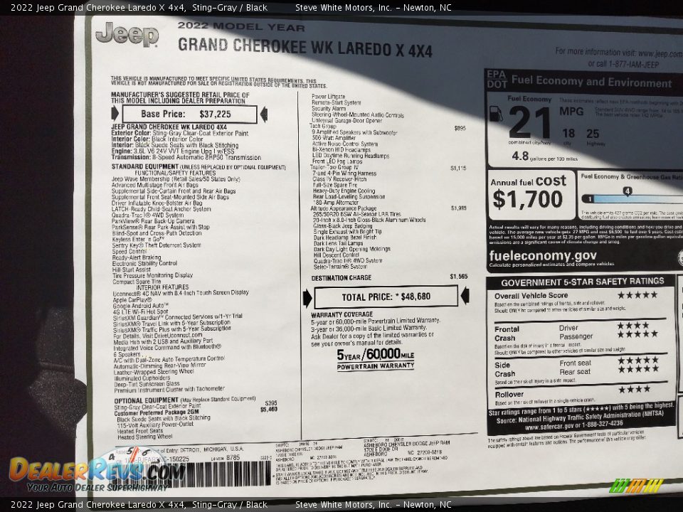 2022 Jeep Grand Cherokee Laredo X 4x4 Sting-Gray / Black Photo #30