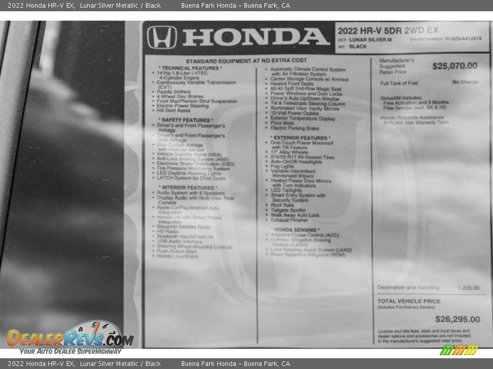 2022 Honda HR-V EX Lunar Silver Metallic / Black Photo #36