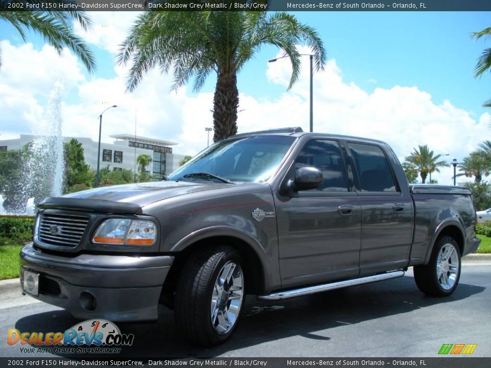 2002 Ford F150 Harley-Davidson SuperCrew Dark Shadow Grey Metallic / Black/Grey Photo #2