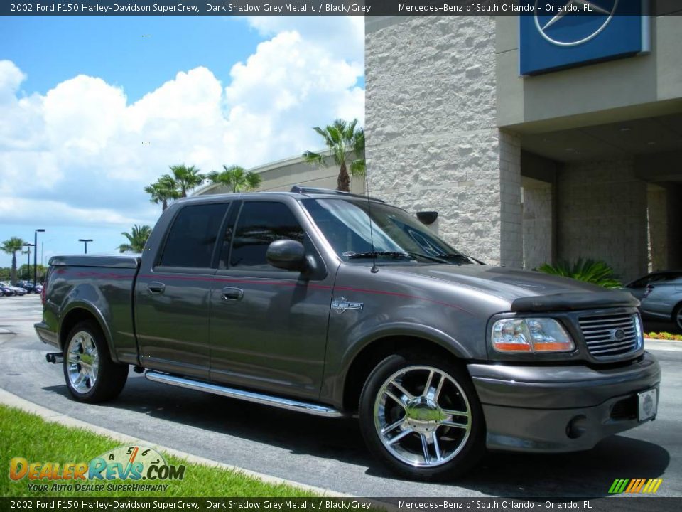 2002 Ford F150 Harley-Davidson SuperCrew Dark Shadow Grey Metallic / Black/Grey Photo #4