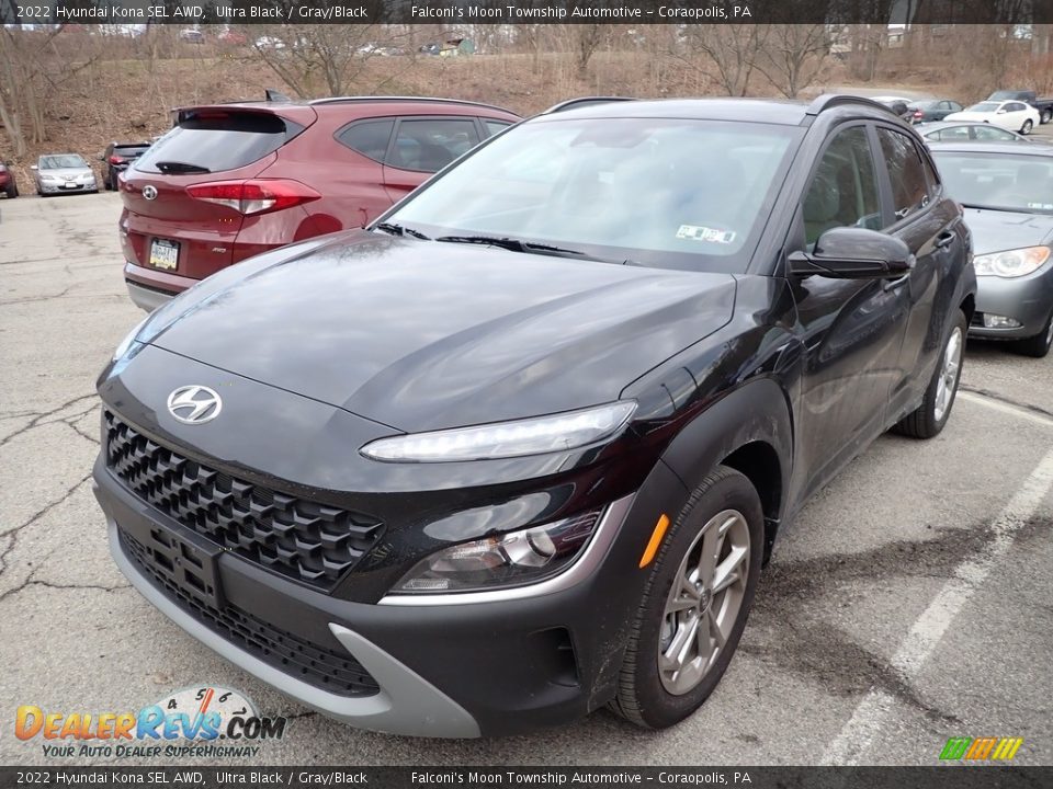 2022 Hyundai Kona SEL AWD Ultra Black / Gray/Black Photo #1