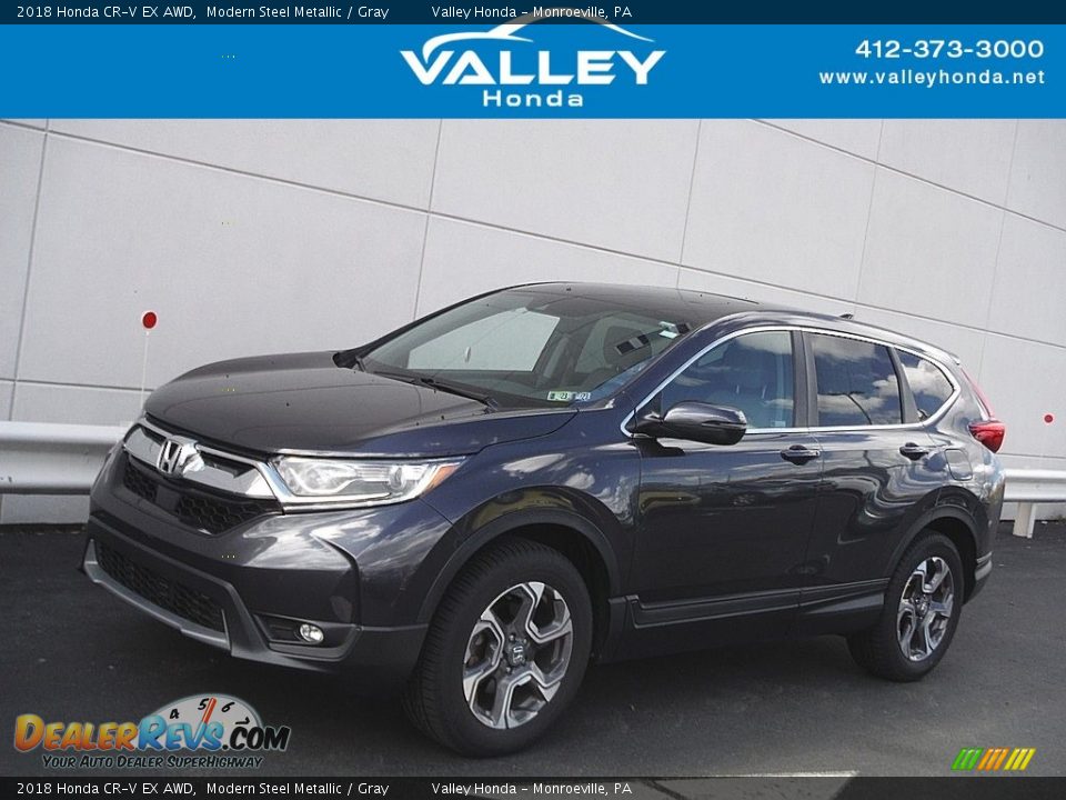 2018 Honda CR-V EX AWD Modern Steel Metallic / Gray Photo #1
