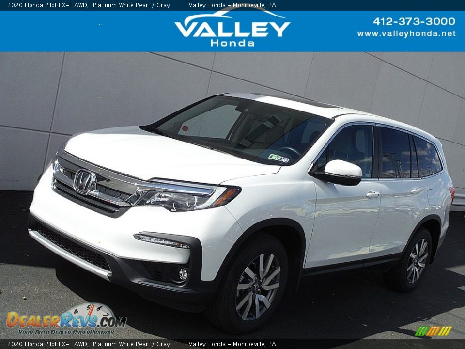 2020 Honda Pilot EX-L AWD Platinum White Pearl / Gray Photo #1