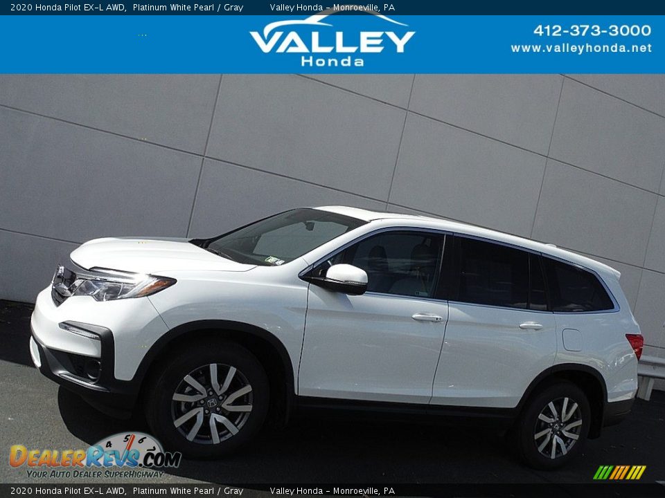 2020 Honda Pilot EX-L AWD Platinum White Pearl / Gray Photo #2