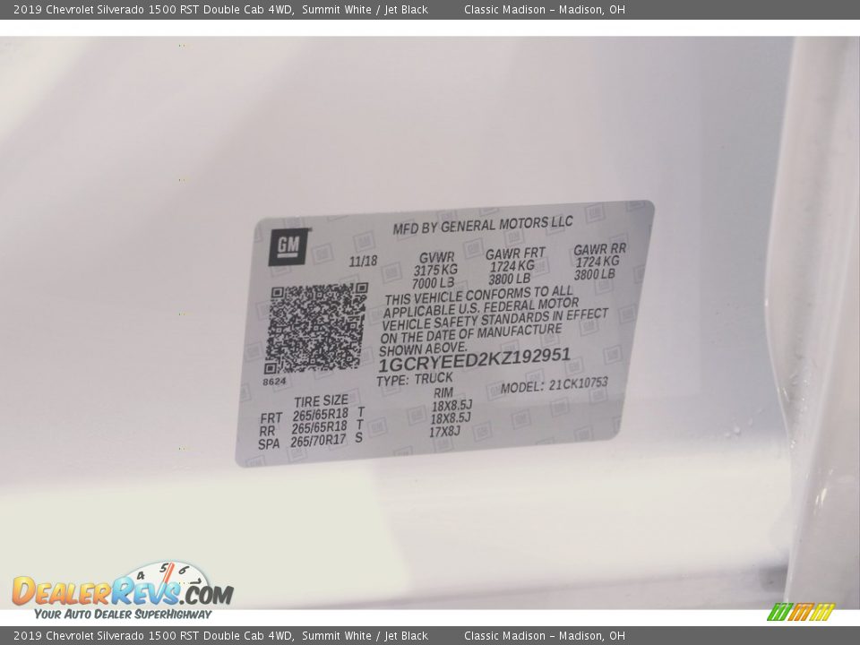 2019 Chevrolet Silverado 1500 RST Double Cab 4WD Summit White / Jet Black Photo #21