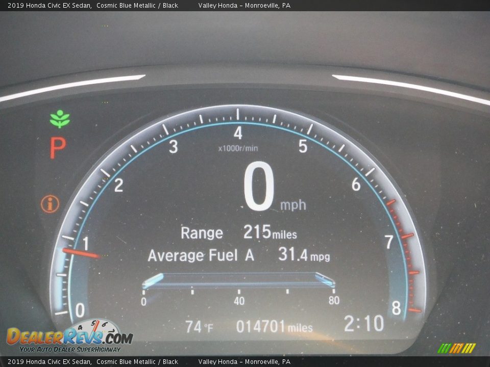 2019 Honda Civic EX Sedan Cosmic Blue Metallic / Black Photo #32
