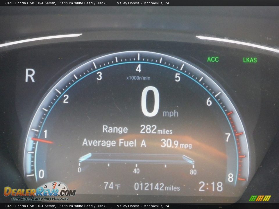 2020 Honda Civic EX-L Sedan Platinum White Pearl / Black Photo #33