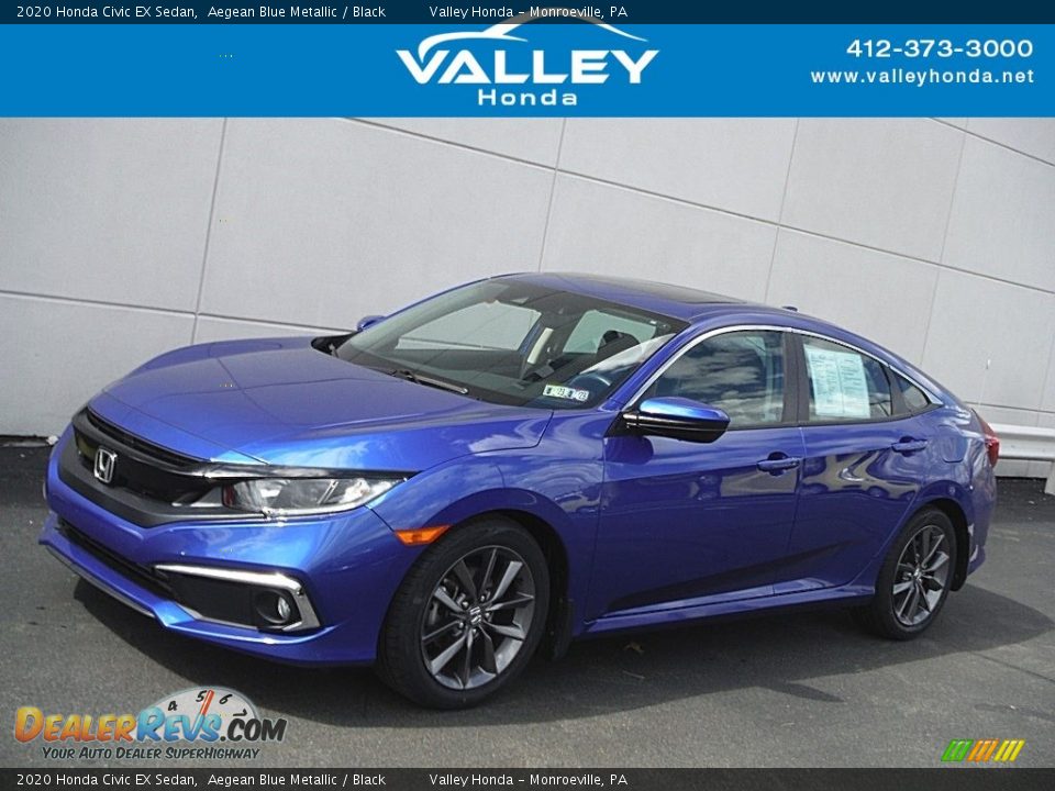 2020 Honda Civic EX Sedan Aegean Blue Metallic / Black Photo #1