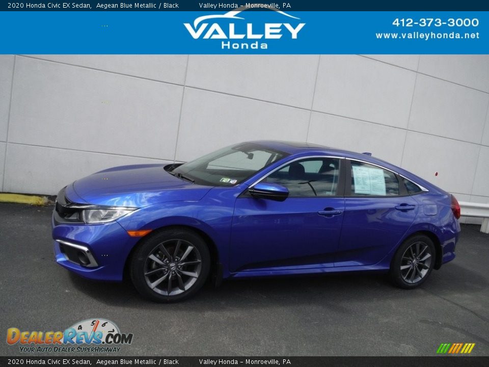 2020 Honda Civic EX Sedan Aegean Blue Metallic / Black Photo #2