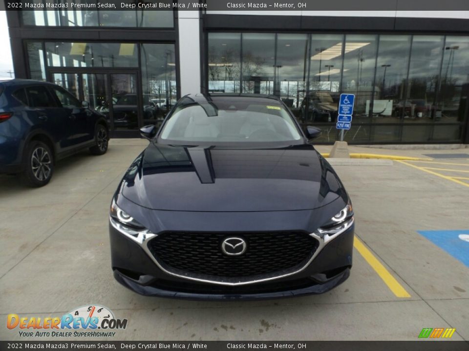 2022 Mazda Mazda3 Premium Sedan Deep Crystal Blue Mica / White Photo #2