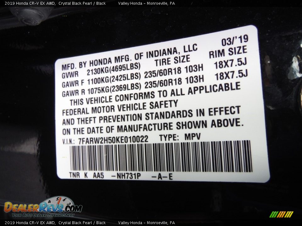 2019 Honda CR-V EX AWD Crystal Black Pearl / Black Photo #32