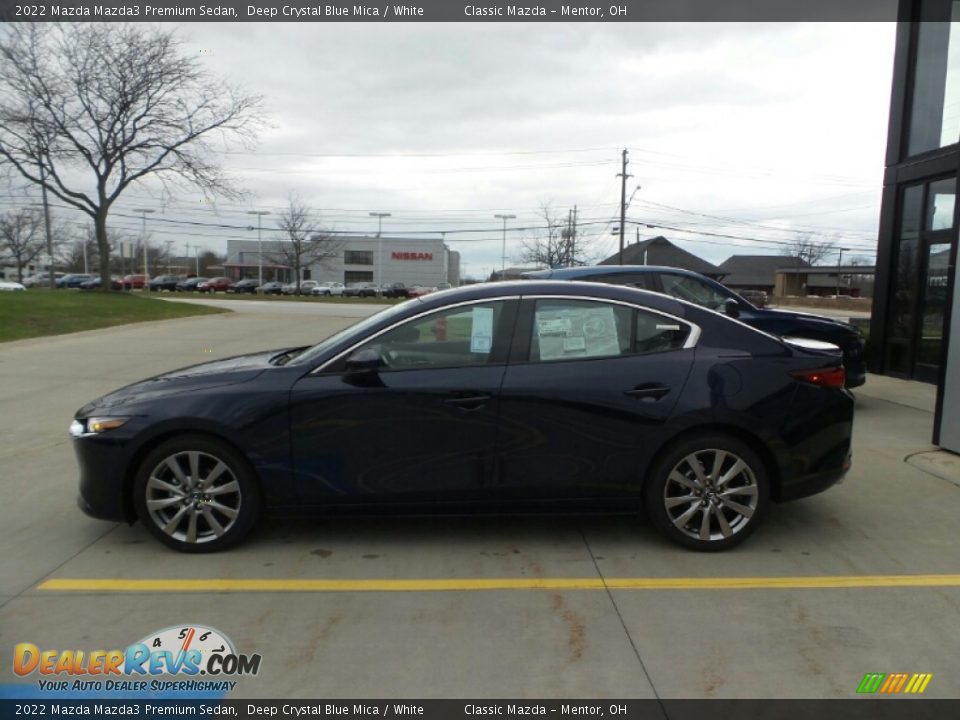 2022 Mazda Mazda3 Premium Sedan Deep Crystal Blue Mica / White Photo #6