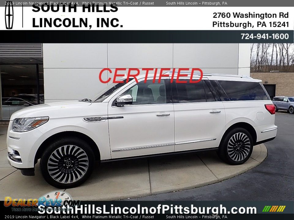 2019 Lincoln Navigator L Black Label 4x4 White Platinum Metallic Tri-Coat / Russet Photo #1