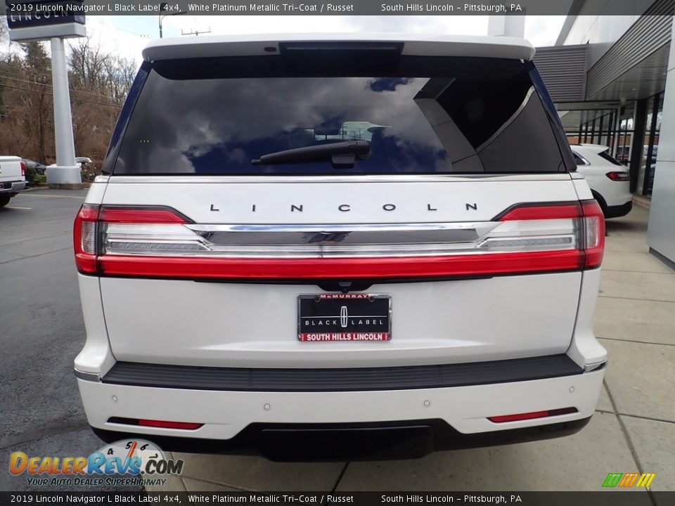 2019 Lincoln Navigator L Black Label 4x4 White Platinum Metallic Tri-Coat / Russet Photo #4