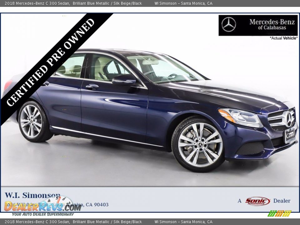 2018 Mercedes-Benz C 300 Sedan Brilliant Blue Metallic / Silk Beige/Black Photo #1