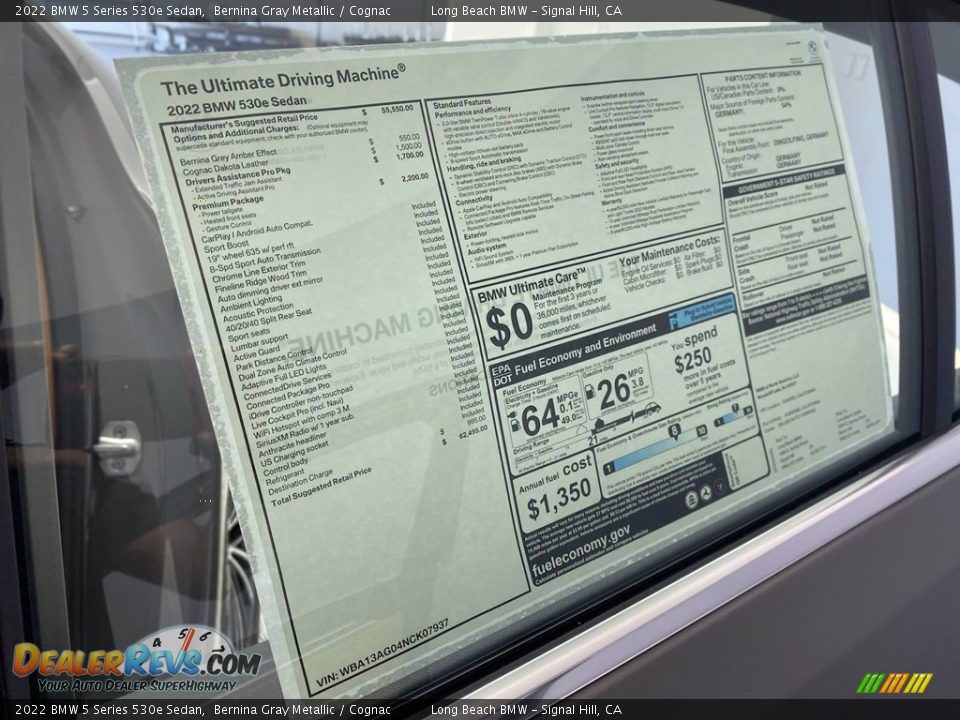 2022 BMW 5 Series 530e Sedan Window Sticker Photo #25
