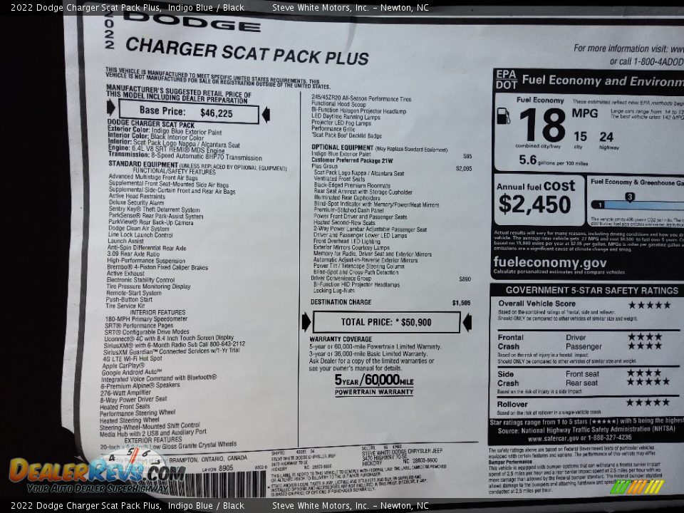 2022 Dodge Charger Scat Pack Plus Window Sticker Photo #28