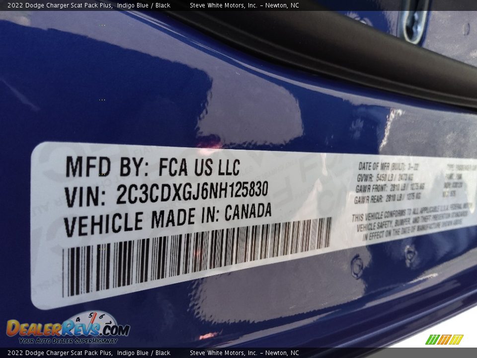 Info Tag of 2022 Dodge Charger Scat Pack Plus Photo #30