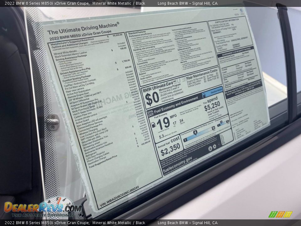 2022 BMW 8 Series M850i xDrive Gran Coupe Window Sticker Photo #25