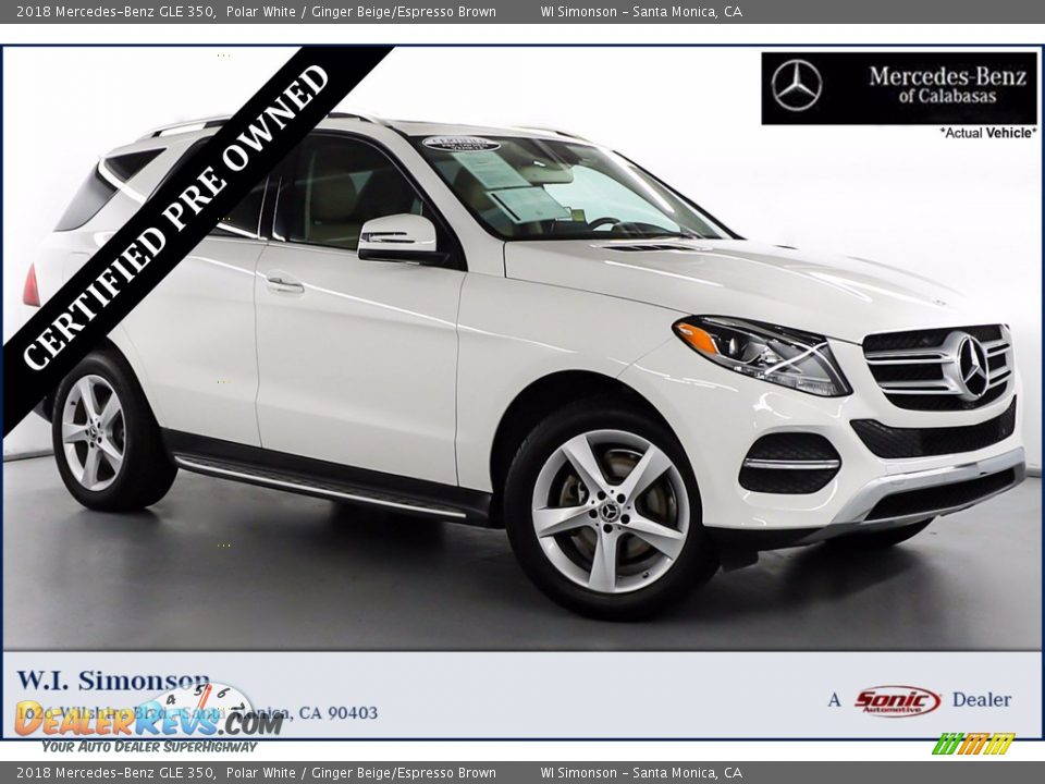 2018 Mercedes-Benz GLE 350 Polar White / Ginger Beige/Espresso Brown Photo #1